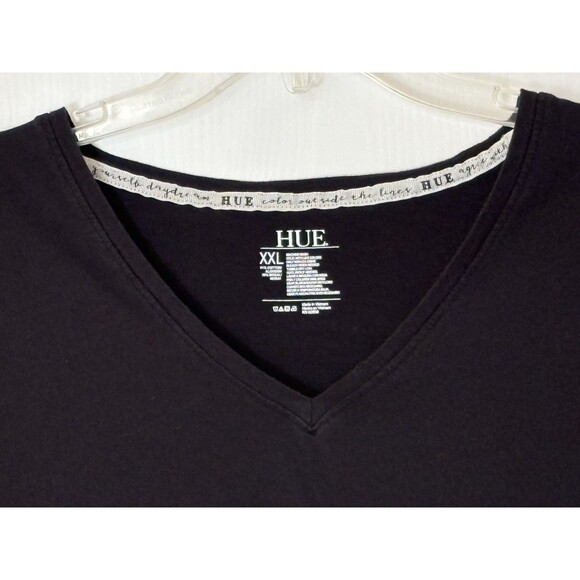 Hue Women’s Black V-Neck Short Sleeve T-Shirt  2XL Soft Stretch Sleepwear - Picture 2 of 9